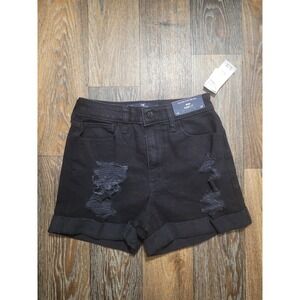 Hollister Ultra High-Rise Mom Short 3" Black Distressed Denim W25 Size 1/0